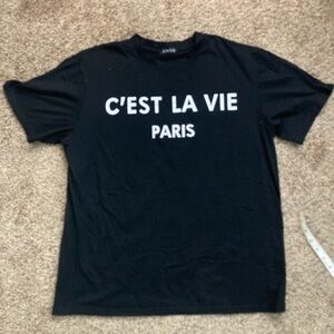Black C'est La Vie Paris graphic T-Shirt